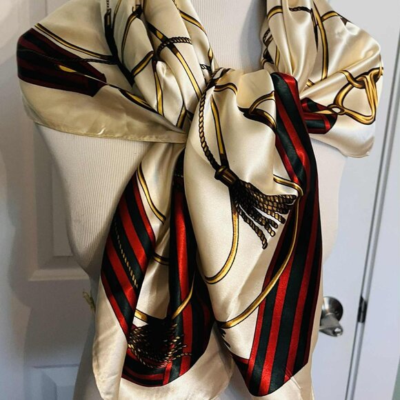New Equestrian-Inspired Scarf — Faux Silk, 90×90 cm (Modern Chinese Classic) - Picture 1 of 7